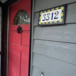 House Numbers, Italian Ceramic Numbers & Letters Tiles, Lemon
