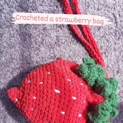 PDF PATTERN : Strawberry Bag Crochet Pattern Fruit Purse Crochet ...