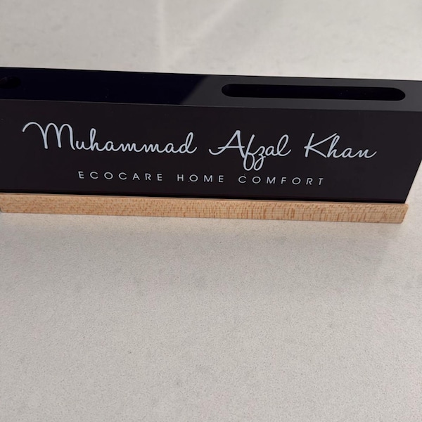 Personalized Acrylic Name Block W/ Slots (D3) - Custom Job Title Sign ...