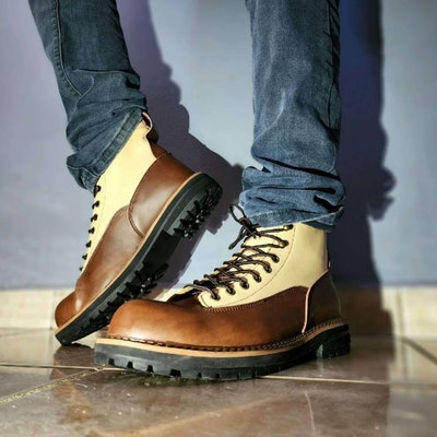 High-top Round Head Boots British Style American Tooling Boots Leather ...