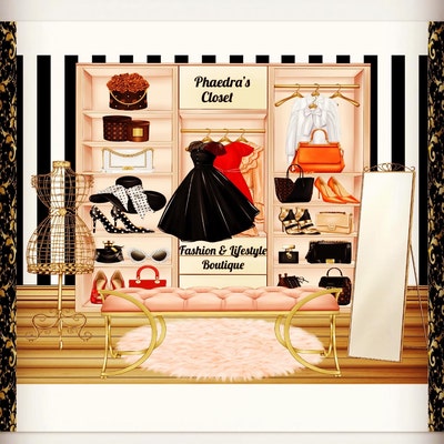 Fashion Closet Clipart, Wardrobe Clipart, Background Scene, Home Decor ...