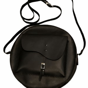 Black Leather Bag, Womens Leather Round Bag, Leather Shoulder Bag ...