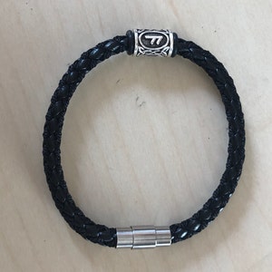 Personalized Viking Rune Bracelet Leather Wristband With Futhark Rune ...
