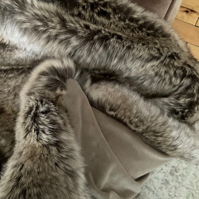 Premium Black Wolf Fur Blanket Faux Fur Blanket Soft Blanket - Etsy