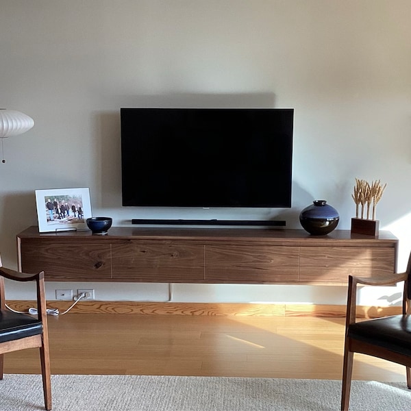 Walnut Floating Media Console - Etsy