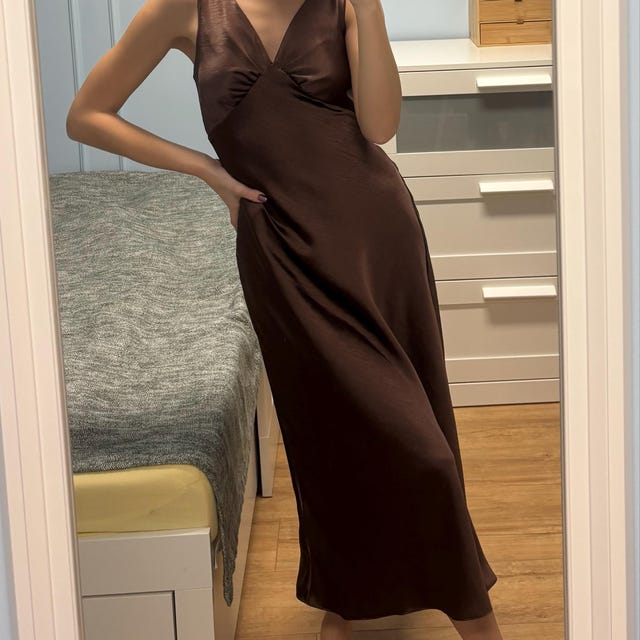 linger bias cut dress brown Pomander Place Hunter Green Crepe Kenzo Dress Hunter Green / M