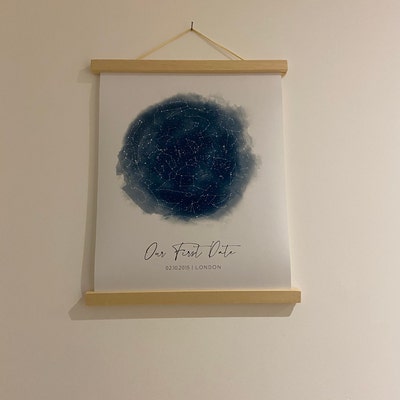 Star Map by Date Printable, Custom Sky Map, Personalized Anniversary Gift, Watercolor ...