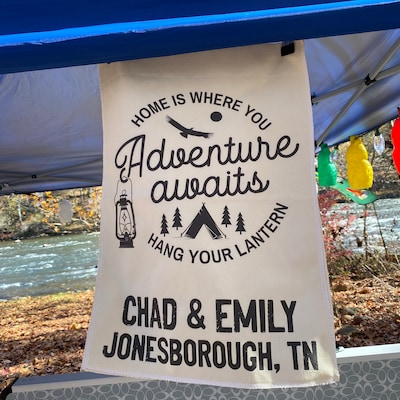 Personalized Camping Flag Sign - Gift Idea For Couple/Camping Lovers