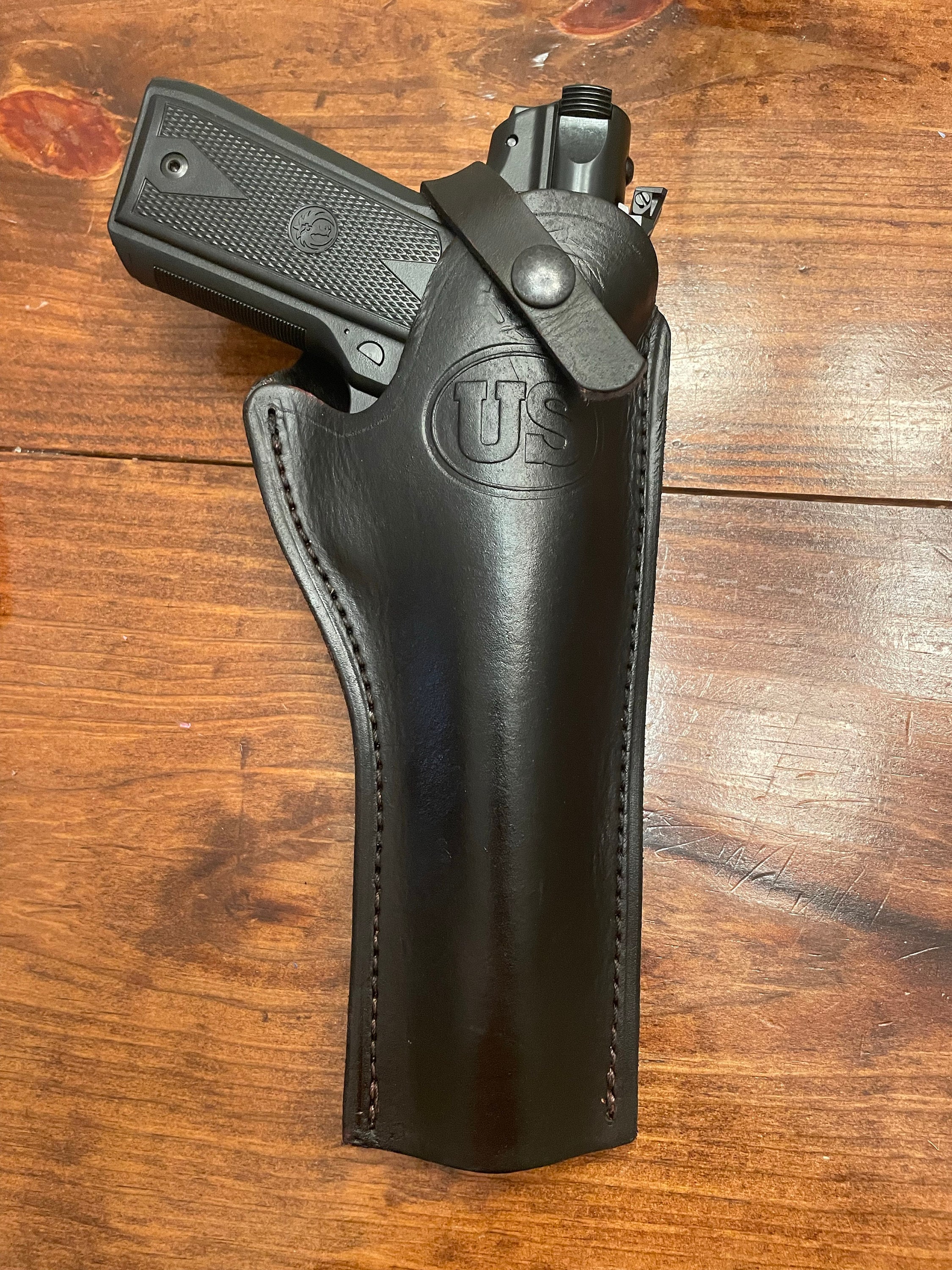 Ruger Mark I II III IV Tanned Leather Holster w Magazine Pouch Mk & Standard 4.75, 5.5, 6, 6.88 Barrels