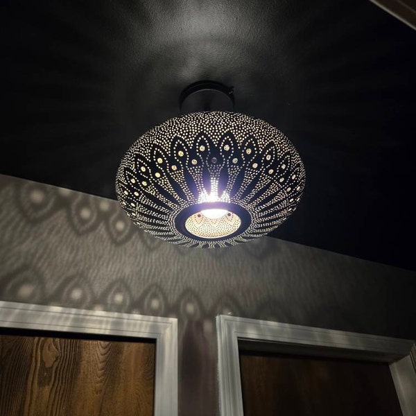 Manar Brass Moroccan Pendant Light For Boho Homes With E14 Socket And 110V To 120V