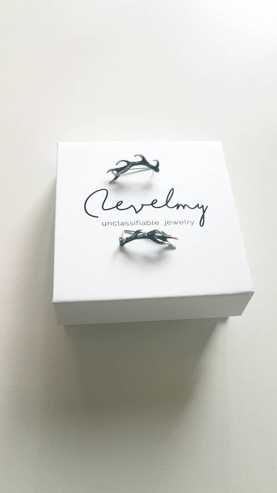 Sterling Silver Ear Cuff Earrings Antler Deer Earpin Boho Ear Crawler Wrap Earring Bohemian 925 Jewelry Gift Best Christmas Gift - FES006