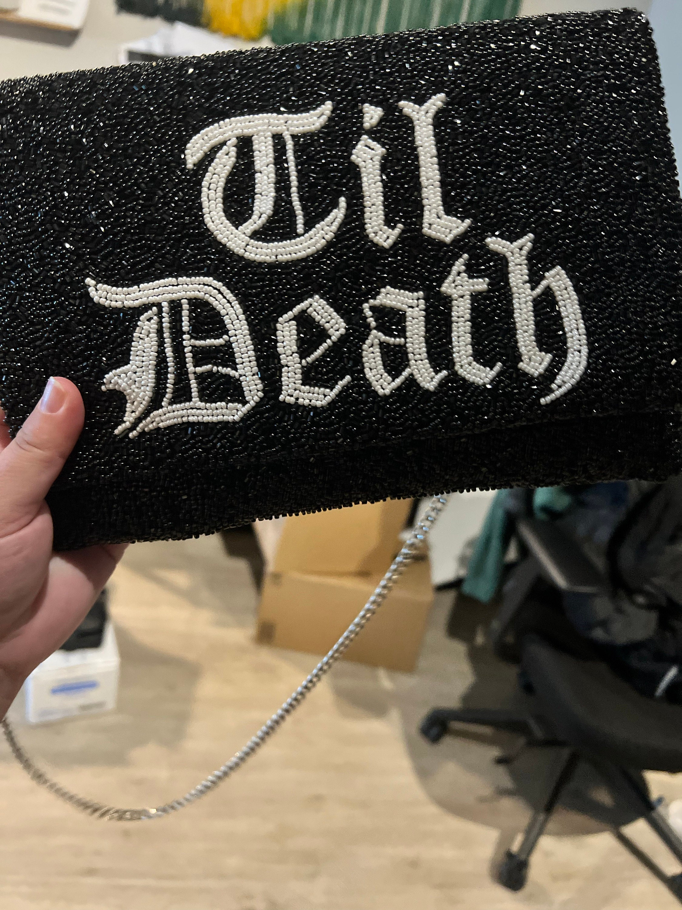 Gothic Braut Clutch Tasche, Gothic Clutch Tasche für Braut, Schwarze Braut Clutch Tasche, Schwarze Braut Perlen Clutch Tasche, Gothic Hochzeit Clutch