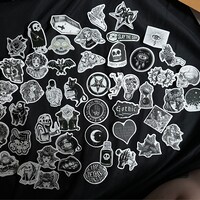 50 Cool Black and White Goth Laptop Stickers Dark Skull Tattoo Decals ...
