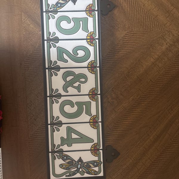 Green on White Dragonfly Tile House Numbers | Dragonfly End Caps ...