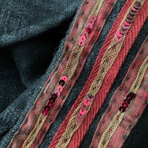 1.75 Vintage French Jacquard Ribbon Trim Embroidered Florals Satin Edge ...