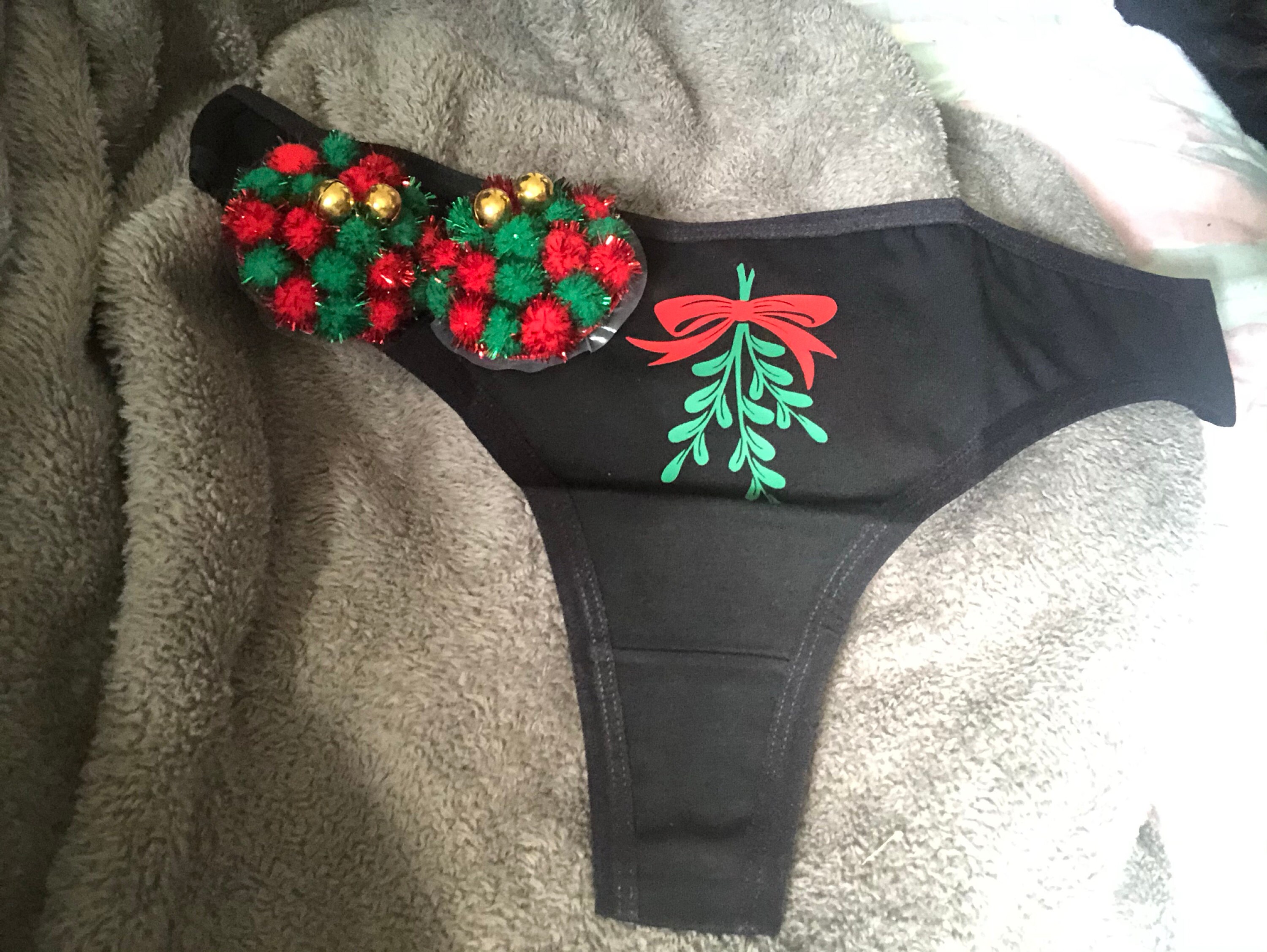 Mistletoe Panties Christmas Funny Sexy Slutty Naughty Bachelorette Party Holiday T Panty Xmas