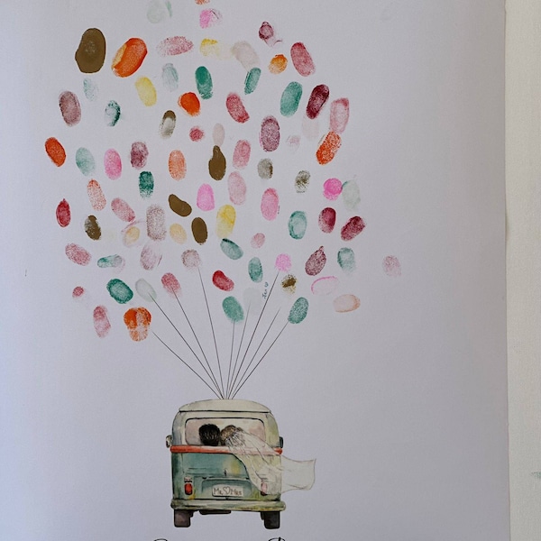 Couple Guest Book, PRINTABLE GUEST BOOK, Wedding Fingerprint Balloon ...