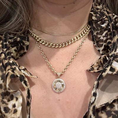 10K Real Gold 8mm Puffed Mariner Anchor Link Chain Necklace - Women/Men
