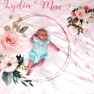 Baby Month Milestone Blanket Floral Baby Girl Milestone - Etsy