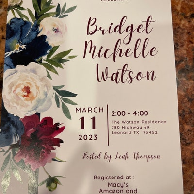 Burgundy and Navy Printable Wedding Invitation Set Canva Template