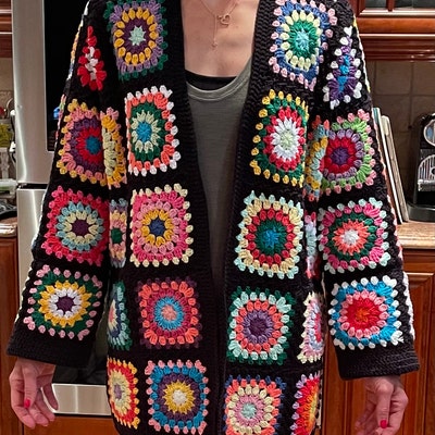 Afghan Crochet Cardigan Granny Square Cardigan Crochet Coat - Etsy