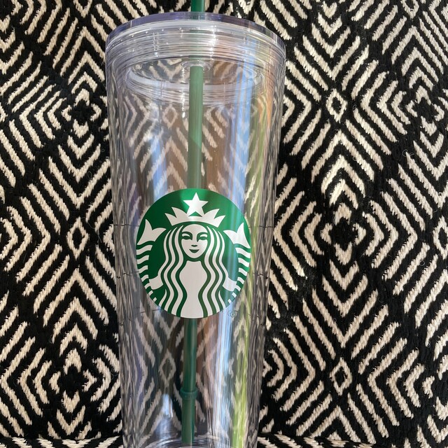 Starbucks Clear Venti Rare Starbucks Tumblers With Green Straw Logo 16  Oz/24 Oz From Kkgdii, $14.99