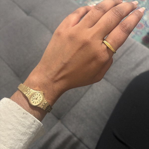 The Two Toned Watchband With Pearls-Silver/Gold main image 0