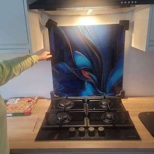 Decorwelt Piastre Copripiano Cottura In Vetro 2 Pezzi 40x52 Cm, Motivo Astratto Giallo, Protezione Per Fornelli Elettrici E Induzione, Multiuso