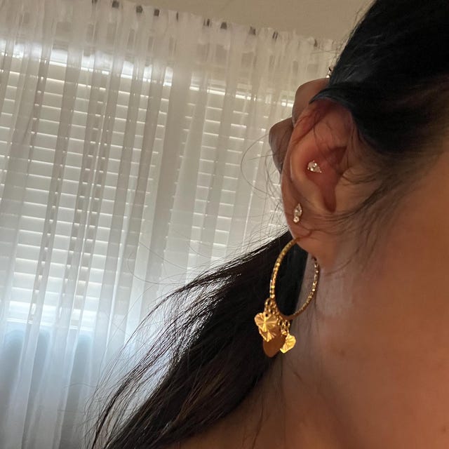 Cambodian Inspired Heart Earrings, Dangle Heart Earrings