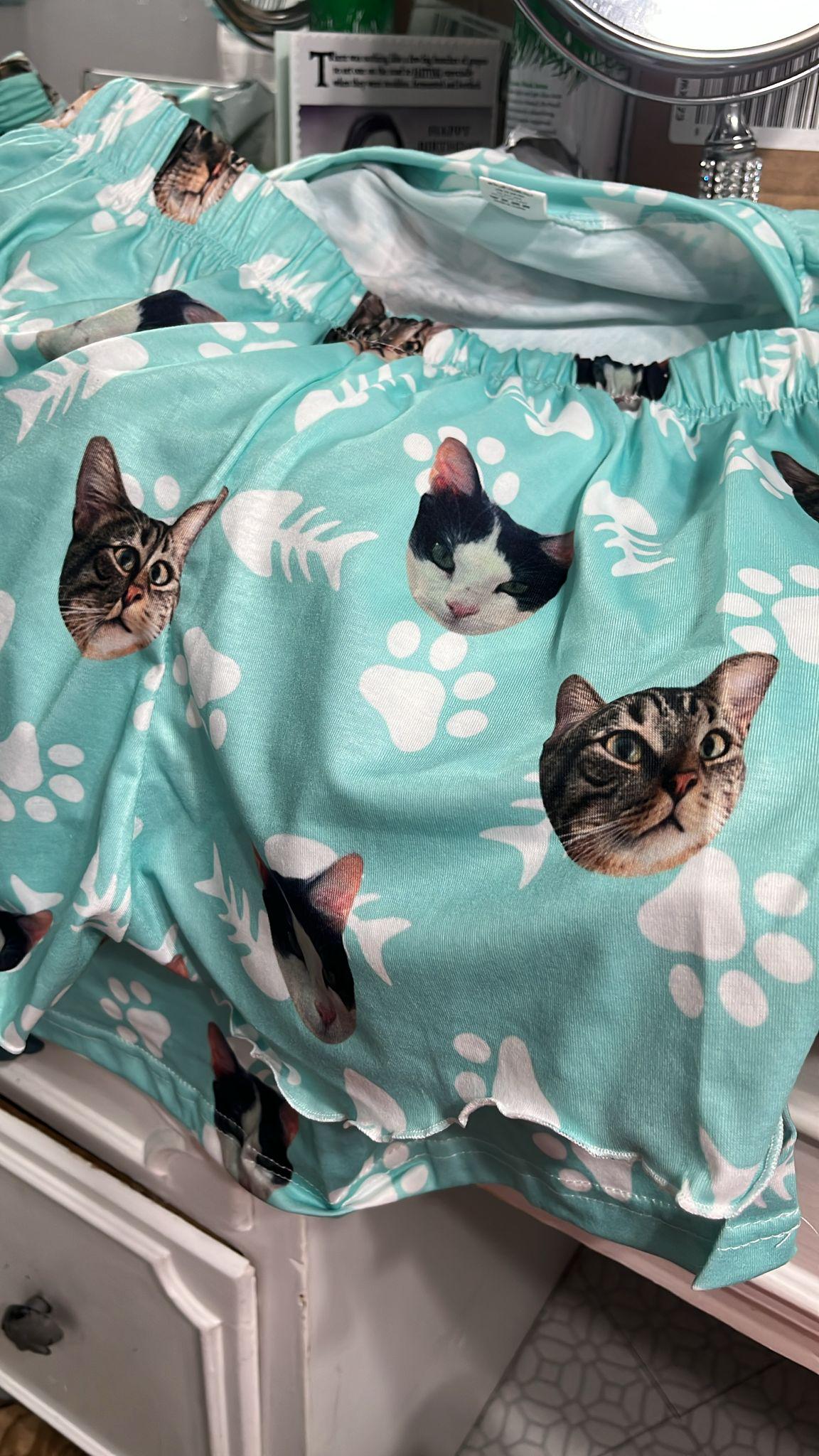 Custom women pajamas set with photo/text-birthday party gift-bachelor party gift-gift for niece/sister-pjs with name-gift for dog lover-cat