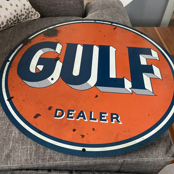 Gulf – Dealer – Petroliana Vintage Reproduction Gas Station Sign (23.5 ...
