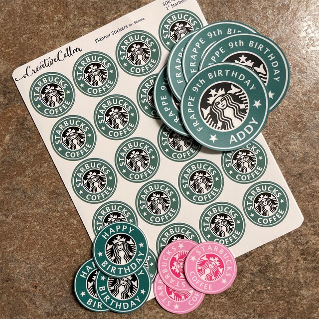CUSTOM // 12 Personalized Starbucks Stickers Size, Word, and Paper of your  choice Birthday, Shower etc Coffee