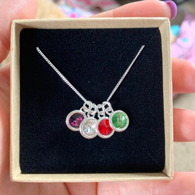 Two Birthstones Necklace, Family Necklace, Mum Birthstone Necklace ...