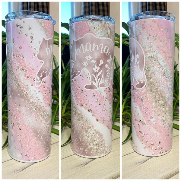 20 Oz Skinny Tumbler Sublimation Design Mama Bear Milky Way Pinks Add ...