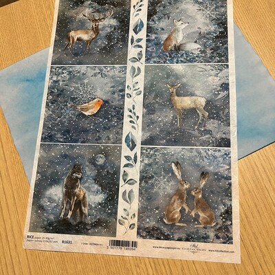 ITD Collection Christmas in Blue Part 2 Rice Paper Blue Floral ...