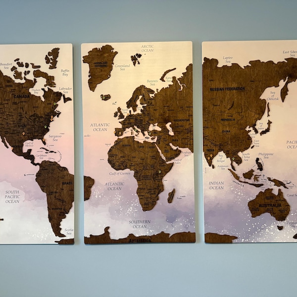 World Map Push Pin Wall Art With FREE Pins, Cork World Map Board ...