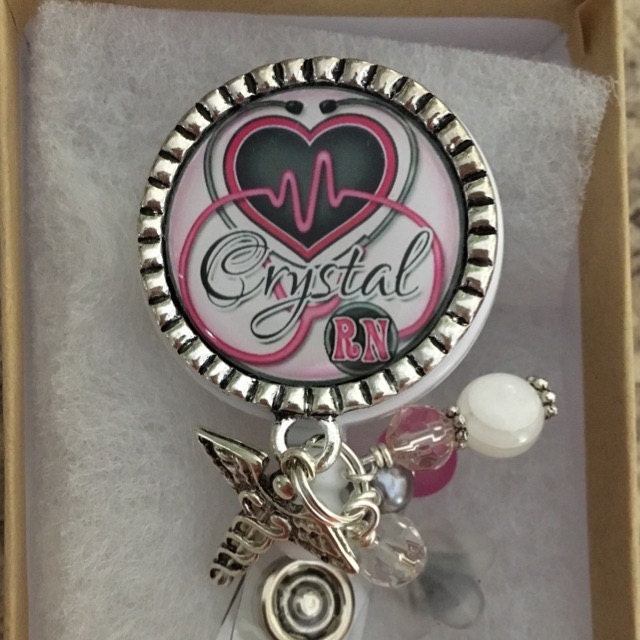 STETHOSCOPE HEART MONITOR Nurse Id Badge Reel Er Medical Etsy