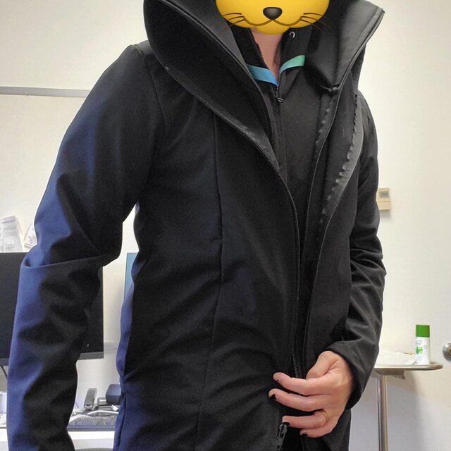 Dual Zipper Jacket ( Mens Dark Black Hoodie Large Hood Dual Zipper Jacket ( Mens Dark Black Hoodie Large Hood