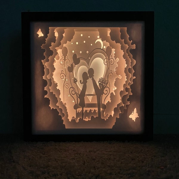 LOVE 3D Paper Cut Light Box Template Digital SVG Files, Paper Cut 3d ...