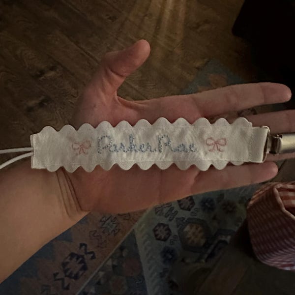 Monogrammed Pacifier Clip | Personalized Embroidered Paci Holder | Baby ...