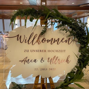 Willkommensschild zur Hochzeit personalisiert mit Namen und Datum ...