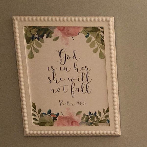 Bible Verse Wall Art, Psalm 46:5, Scripture Art, God is Within Her She ...