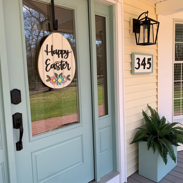 Happy Easter Sign With Flowers, Easter Egg Door Decor, Spring Door ...