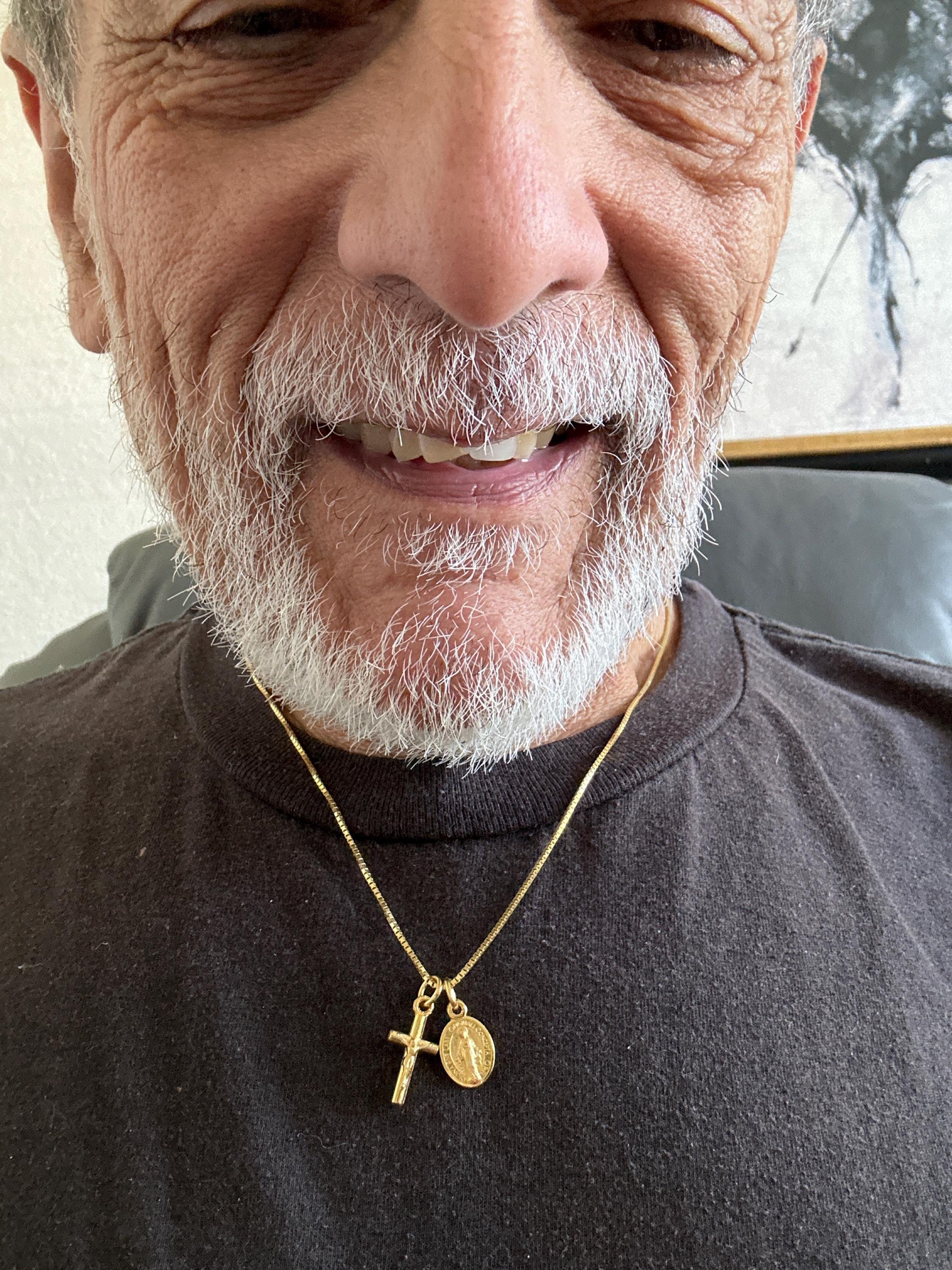 Tiny Gold Tone Miraculous Medal, Virgin Mary Miraculous Medal, Gold Plated Sterling Box Chain, Virgin Mary Medallion, Tiny Gold Cross