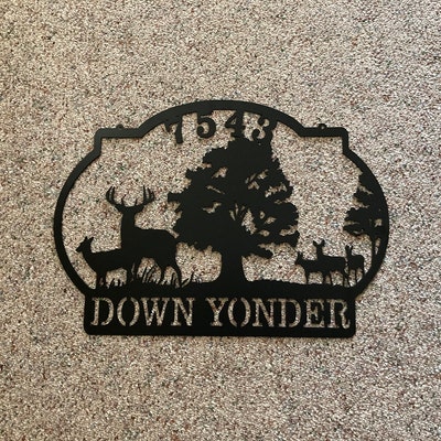 Deer Ranch Family Name Sign Outdoor Deer Scene Metal Art Personalized ...