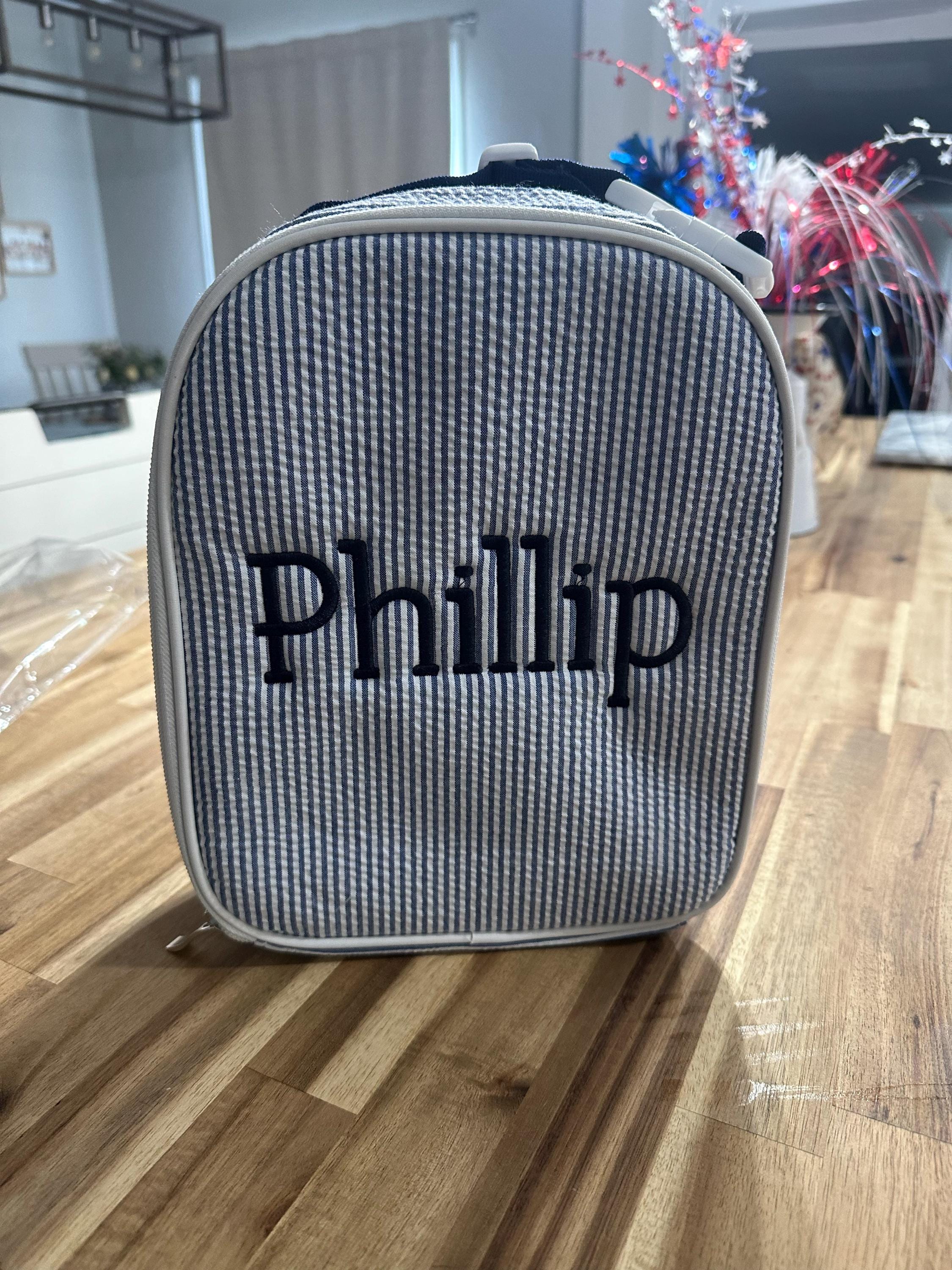 Monogrammed Seersucker lunch bag, Seersucker Lunch tote, Lunch bag, lunch bag with name, personalized lunch bag, monogrammed lunch box