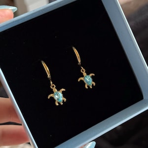 Review photo by Nicole for Gold Sea Turtle Huggie Earrings