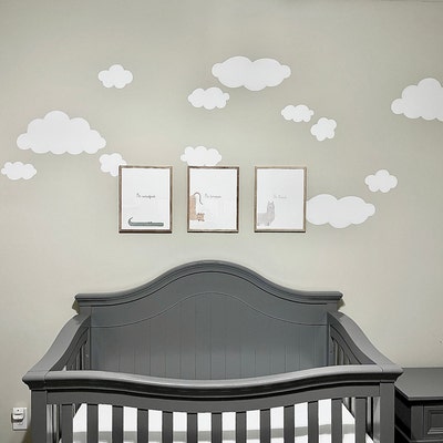 Clouds Fabric Wall Decal for Boys or Girls Nursery Bedroom Watercolor ...