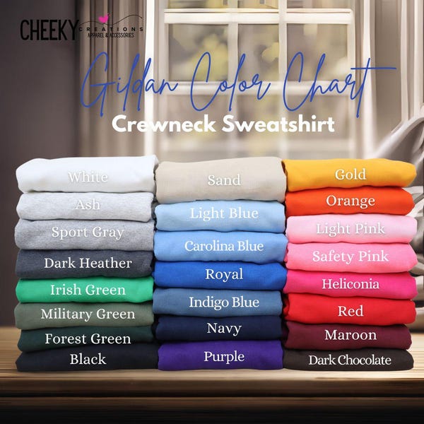 Gildan 18000 Color Chart, Color Chart Mockup, Sweatshirt Mockup, Gildan
