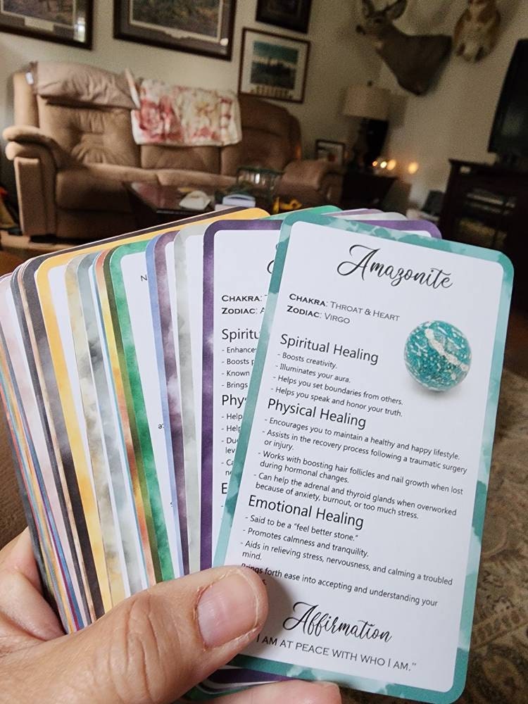 Intuitive 60 Card Crystal Deck - Made By Rachel - Healing Information Cards- Used like Tarot, Oracle or Angel Cards